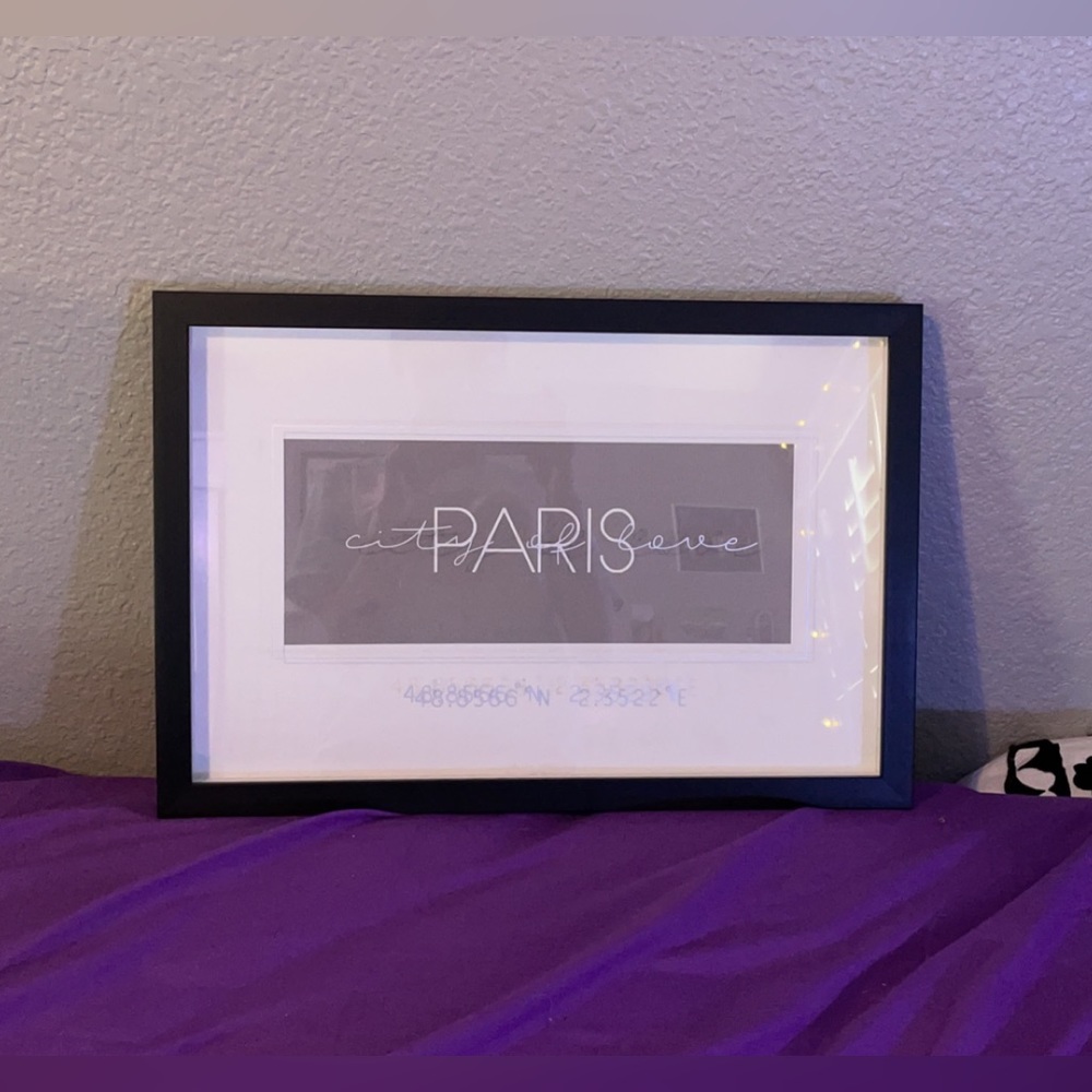 Paris city of love with coordinates frame